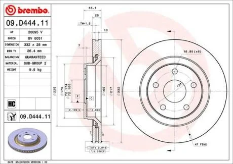 Диск гальмівний BREMBO 09.D444.11