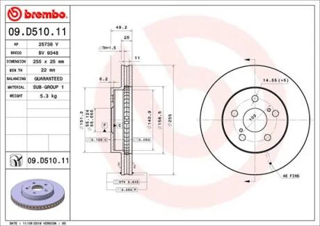 Гальмівний диск BREMBO 09.D510.11