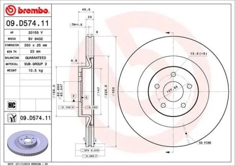 Гальмівний диск BREMBO 09.D574.11