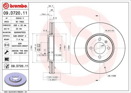 Гальмівний диск BREMBO 09.D720.11
