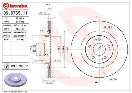 Гальмівний диск BREMBO 09.D765.11