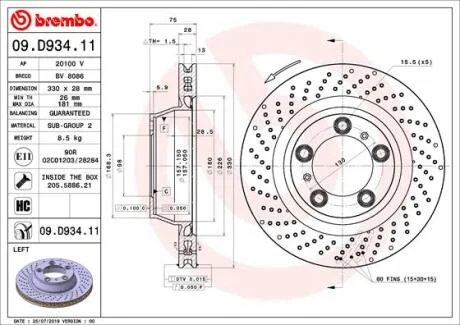 Гальмівний диск BREMBO 09.D934.11