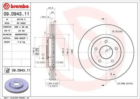 Гальмівний диск BREMBO 09.D943.11