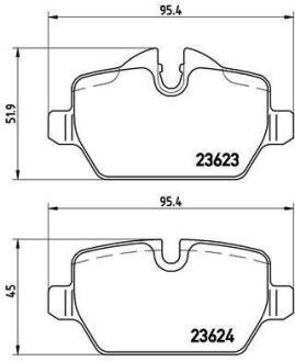 Колодки тормозные BMW 1(E81)/3(E90) 03- 1.6-2.0 задн. (торм.сист. TRW) BREMBO P 06 037