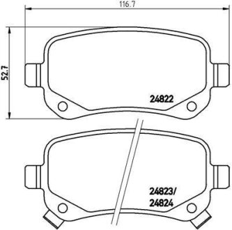 Колодки тормозные CHRYSLER/DODGE VOYAGER/JOURNEY 07- 2.0-3.8 задн. BREMBO P 11 021