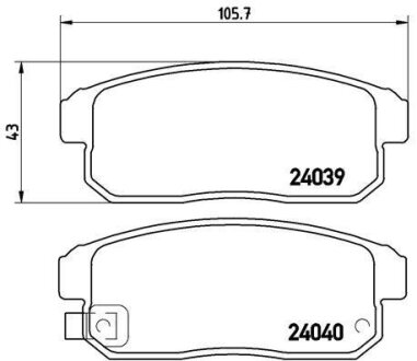 Колодки тормозные MAZDA RX 8 03-12 2.6 задн. BREMBO P 49 035