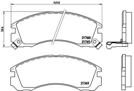Комплект гальмівних колодок, дискове гальмо BREMBO P 54 017X