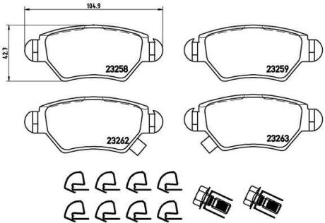 Тормозные колодки задние (16 мм) (система BOSCH) Opel Astra G 98-05 BREMBO P 59 031
