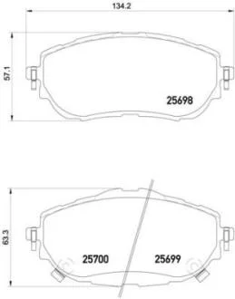Колодка торм. диск. TOYOTA AURIS 1.3-2.0 2012-,COROLLA 1.33-1.8 2013- передн. BREMBO P 83 150