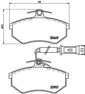 Колодки тормозные AUDI 80/100/A4/A6 87-97 перед. BREMBO P 85 016