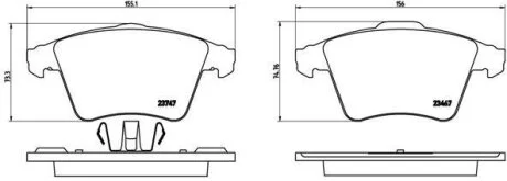 Колодки тормозные VW MULTIVAN/TRANSPORTER 03- 2.0-3.2/1.9-2.5 DIESEL перед. R17 BREMBO P 85 107