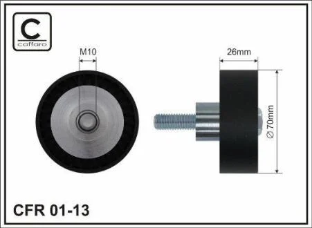 Ролик проміжний поліклинового ремня BMW 3 E46/Z3 E36 1.6/1.9 12.97-07.06 70x10x25 CAFFARO 01-13