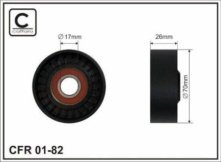 Ролик натяжного механізму поліклинового ремня BMW 5 E39/7 E38/8 E31 3.5/4.4/4.9 02.96-12.03 70x17x26 CAFFARO 01-82