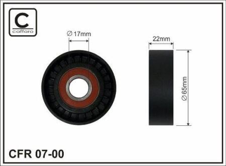 Ролик проміжний поліклинового ремня Mercedes A W168/W169/B W245 1.5-2.0D 07.98-06.12 65x17x23 CAFFARO 07-00