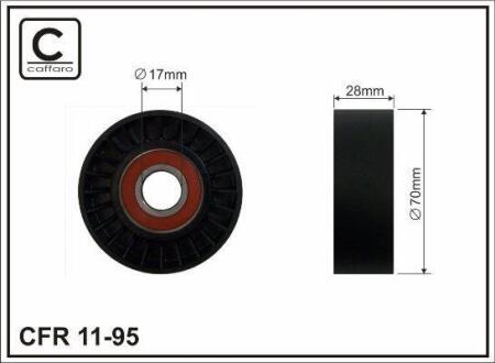 Ролик натяжного механізму поліклинового ремня BMW 5 E39/7 E38/8 E31 3.5/4.4 02.96-12.03 70x17x28 CAFFARO 1195
