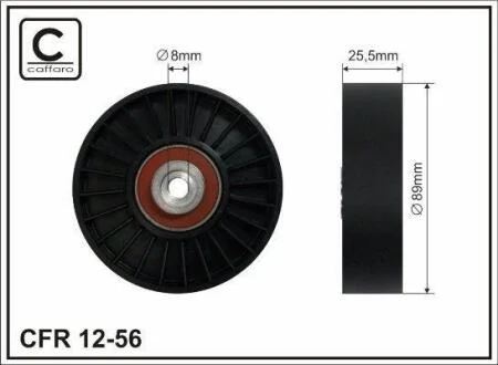 Ролик проміжний поліклинового ремня Volvo 850/C70 I/S70/V70 I 2.0/2.3/2.4 06.91-10.05 90x8x25 CAFFARO 1256