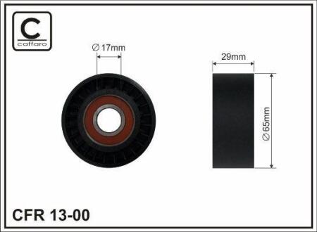 Ролик поліклинового ременя ALFA ROMEO 145, 146, 147, 155, 156, 166, GT, GTV, SPIDER, FIAT BARCHETTA, BRAVA, BRAVO I, COUPE, MAREA, PUNTO, STILO, LANCIA DEDRA, DELTA II, LYBRA, Y 1.4-2.0 03.95-03.12 CAFFARO 1300