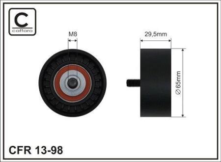 Ролик натяжного механізму поліклинового ремня Mercedes C S203/W203/E S211/VF211/W211 2.1D/2.2D/2.7D 03.01-07.09 65x8x29,5 CAFFARO 1398
