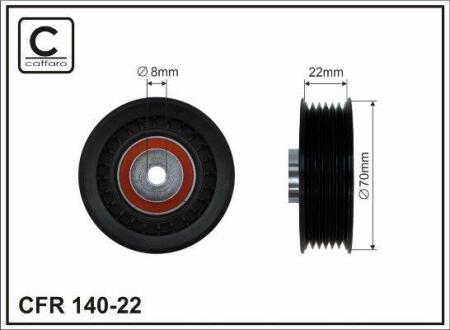Ролик проміжний поліклинового ремня Mercedes 100/190 W201/C W202/A124/C124/E S210/W124/W210/G W461/S124/Sprinter 901/902 2.0-6.0 04.77- 70x8x22 CAFFARO 140-22