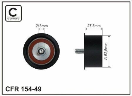 Ролик проміжний ремня ГРМ Chevrolet Captiva/Epica/Evanda/Lacetti/Nubira/Tracker, Daewoo Leganza, Opel Astra/Vectra/Zafira 1.8-2.4LPG 12.87- 52,5x8x27 CAFFARO 15449