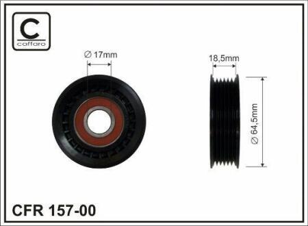 Ролик проміжний поліклинового ремня Mercedes A W168/W169/B W245/Vaneo 414 1.4-2.1 07.97-06.12 64x17x18,5 CAFFARO 15700