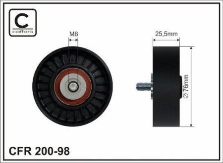 Ролик натяжного механізму поліклинового ремня BMW 7 E32/8 E31 5.0/5.4/5.6 09.87-12.99 76x8x26 CAFFARO 20098