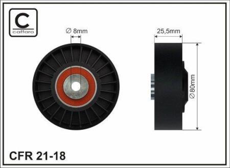 Ролик проміжний поліклинового ремня Mercedes O 100/190 W201/C S202/W202/C124/E S124/S210/W124/W210/G W460/W461 1.8-5.0 04.77- 80x8x26 CAFFARO 2118