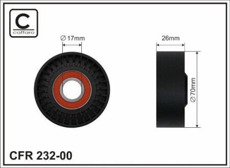 Ролик натяжного механізму поліклинового ремня BMW 1 E81/E82/E87/E88/3 E90/E91/E92/E93/5 E60/E61/6 E63/E64/7 E65/E66/E67/X1 E84/X3 E83 2.5/3.0 06.04-12.13 70x17x26 CAFFARO 23200
