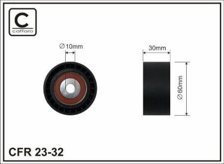 Ролик проміжний ремня ГРМ Citroen Berlingo/C1/C2/C3 I/II/Picasso/C4/Grand Picasso, Volvo C30/S40 II/S80 II/V50/V70 III 1.4D/1.6D/1.9D 09.01- 60x10x30 CAFFARO 2332