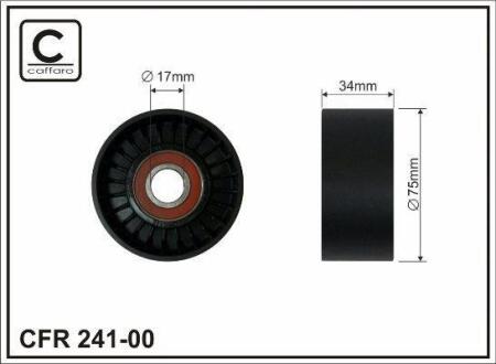 Ролик проміжний поліклинового ремня VW Crafter 30-35/30-50 2.5D 04.06-05.13 75x17x29 CAFFARO 24100