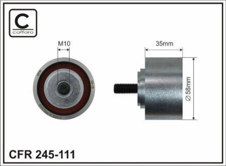 Ролик проміжний ремня ГРМ Chrysler PT Cruiser/Sebring/Stratus/Voyager III/IV, Dodge Caravan/Stratus, Jeep Cherokee/Wrangler II 2.4 01.95-12.10 58x10x35 CAFFARO 245-111