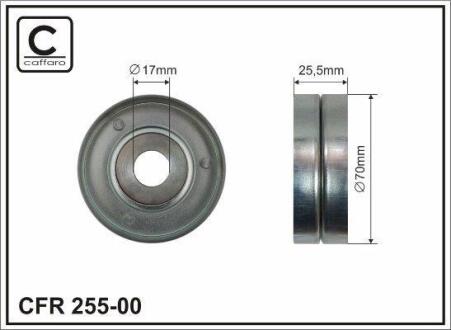 Ролик проміжний поліклинового ремня BMW 3 E46/5 E39/7 E38, Opel Omega B 2.5D/3.0D 08.98-02.05 70x17x25,5 CAFFARO 25500
