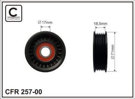 Ролик проміжний поліклинового ремня Ford Mondeo I/II 1.8D 06.93-09.00 71x17x18 CAFFARO 25700