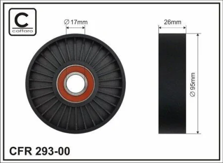 Ролик натяжного механізму поліклинового ремня Kia Carnival I/II 2.5 08.99-06.06 95x17x26 CAFFARO 29300