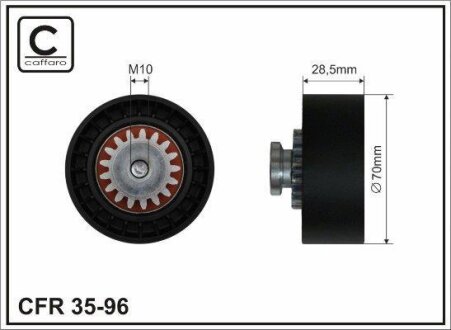 Ролик натяжного механізму поліклинового ремня Cirtoen C15 1.8D/1.9D 07.86-12.05 70x10x28 CAFFARO 3596