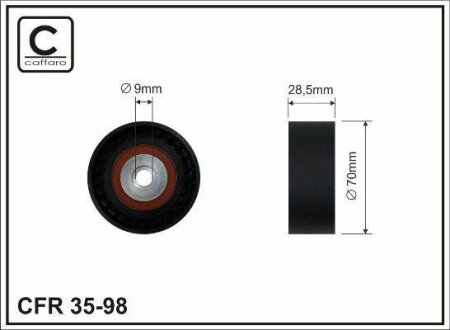 Ролик проміжний поліклинового ремня BMW 5 E39/7 E38/8 E31 3.5/4.4 02.96-12.03 70,5x9x28,5 CAFFARO 3598