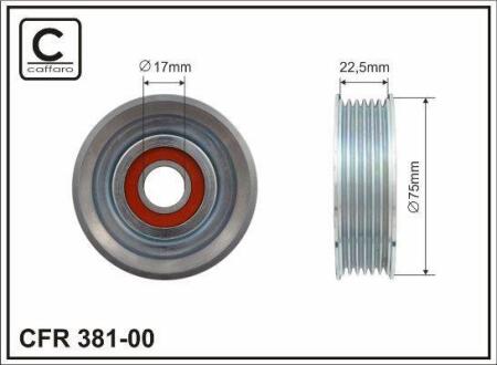 75x17x22,5 Ролик паска приводного Mazda 2/3 1.4, 1.6 03- CAFFARO 38100