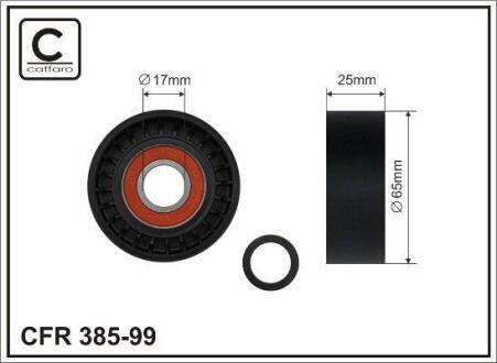 Ролик натяжного механізму поліклинового ремня Chrysler 200/Sebring, Citroen C-Crosser/Enterprise, Dodge Avenger/Caliber/Journey, Fiat Freemont, Jeep Compass/Patriot 1.8-2.4LPG 06.06- 65x17x26 CAFFARO 38599