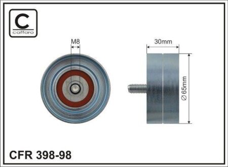 Ролик генератора MB E(W210, W211) 2.2D/3.0D 98-11 (метал/гладкий)(65,5x30x8) CAFFARO 39898