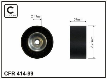 Ролик натяжного механізму поліклинового ремня Acura TSX, Honda Accord VII/Civic VIII/CR-V II/III/IV/Element/FR-V/Stepwgn/Stream 2.0/2.4 10.00- 76x17x37 CAFFARO 41499
