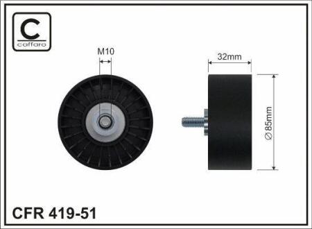 Ролик проміжний поліклинового ремня BMW 5 E60/E61/6 E63/E64/7 E65/E66/E67 2.5D/3.0D 09.02-12.10 85x10x32 CAFFARO 41951