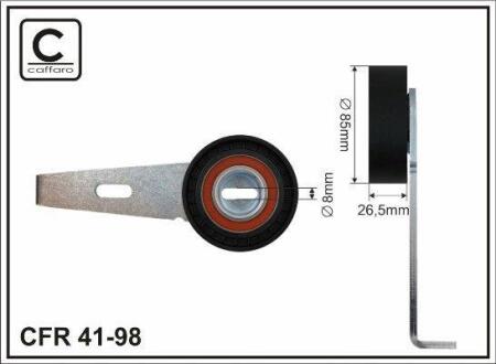Ролик натяжного механізму поліклинового ремня Citroen Berlingo/BX/Evasion/Jumper/Jumpy/Xantia/Xsara/ZX, Fiat Ducato/Scudo/Ulysse, Lada Niva, Peugeot 306/405 I 1.8D/1.9D/2.1D 09.83-12.06 85x8x26,5 CAFFARO 4198