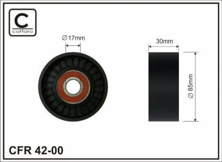 Ролик натяжной Mercedes Vario 4,3 TDI OM904 (85x30x17) / Iveco Eurocargo I/II/III F4AE0481C-F4AE3681C 09.00-09.15 CAFFARO 4200