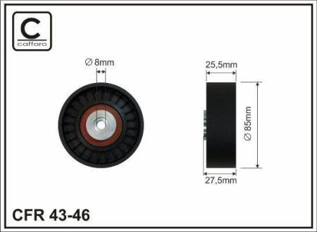 Ролик проміжний поліклинового ремня Audi 100/A6/A8/V8, VW Touareg 3.3D-4.2 10.88-11.06 85x8x26 CAFFARO 4346