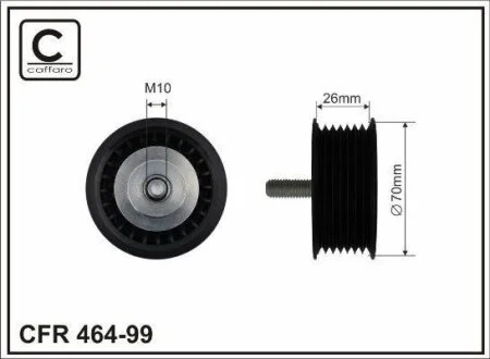 Ролик проміжний поліклинового ремня Audi A8, VW Passat/Phaeton/Touareg 4.0/6.0/6.3 09.01-01.18 70x10x26 CAFFARO 46499