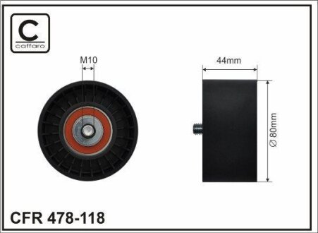 Ролик натяжного механізму поліклинового ремня Mercedes Actros/MP2/MP3 OM541.920-OM542.962 04.96- 80x10x44 CAFFARO 478-118