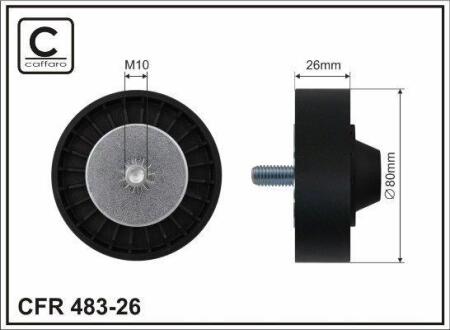 Ролик проміжний поліклинового ремня BMW 1 E81/E82/E87/E88/3 E90/E91/E92/E93/5 E60/E61/6 E63/E64/7 E65/E66/E67/X1 E84 2.5/3.0 09.04-12.13 80x10x26 CAFFARO 48326