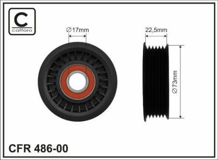 Ролик натяжного механізму поліклинового ремня Ford Fiesta/IV 1.8D 03.00-08.03 73x17x22,5 CAFFARO 48600