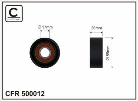 Ролик натяжного механізму поліклинового ремня BMW 1 F20/F21/3 F30/F80/F31 1.6 07.11 55x17x26 CAFFARO 500012