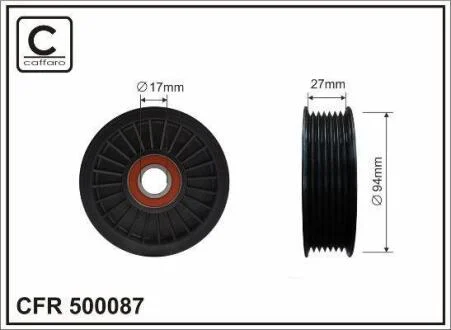 Ролик натяжного механізму поліклинового ремня Land Rover Range Rover II 3.9/4.0/4.6 07.94-03.02 94x17x27 CAFFARO 500087